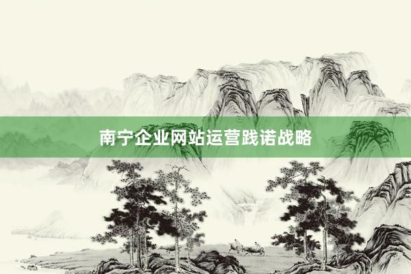 南宁企业网站运营践诺战略