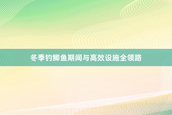 冬季钓鲫鱼期间与高效设施全领路